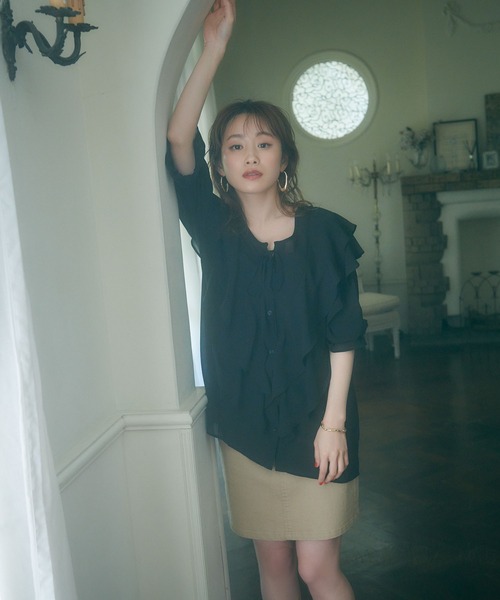 【TV着用】【WEB限定】【前後2WAY】ラッフル楊柳ブラウス