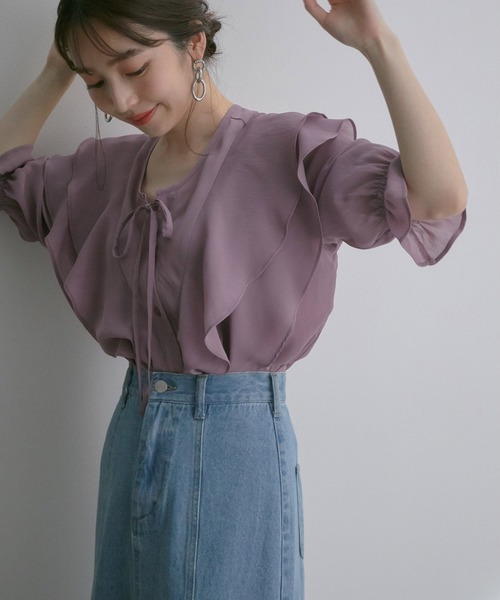 【TV着用】【WEB限定】【前後2WAY】ラッフル楊柳ブラウス