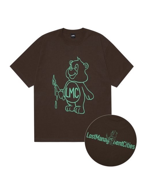 LMCの「【LMC】CANDLE BEAR TEE / エルエムシー キャンドル ベアー グラフィック Tシャツ（Tシャツ/カットソー・メンズ・ブラウン/ネイビー/ホワイト・MEDIUM/X-LARGE/LARGE/SMALL）」の2枚目の写真