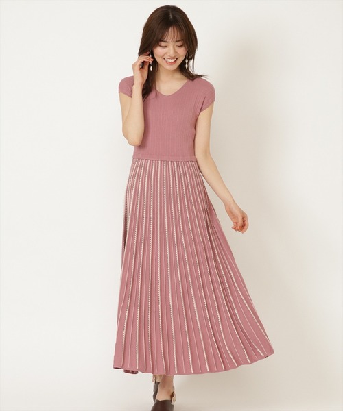 WILLSELECTION（ウィルセレクション）の「バイカラーストライプニットワンピース（ワンピース・レディース・ライトベージュ/ボルドー/ブラック・MEDIUM）」の19枚目の写真