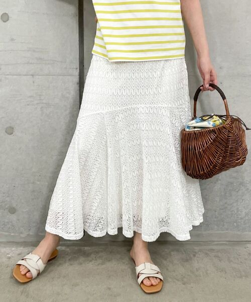 fredy emue（フレディエミュ）の「切替フレアレーススカート（スカート・レディース・ブラック/オフホワイト・36/38）」の7枚目の写真