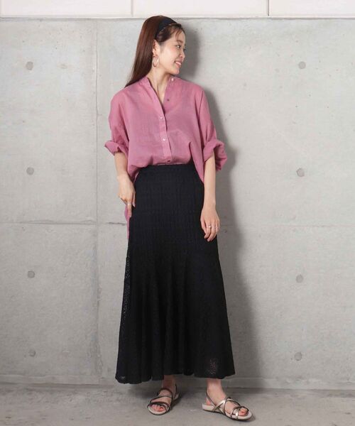 fredy emue（フレディエミュ）の「切替フレアレーススカート（スカート・レディース・ブラック/オフホワイト・36/38）」の9枚目の写真