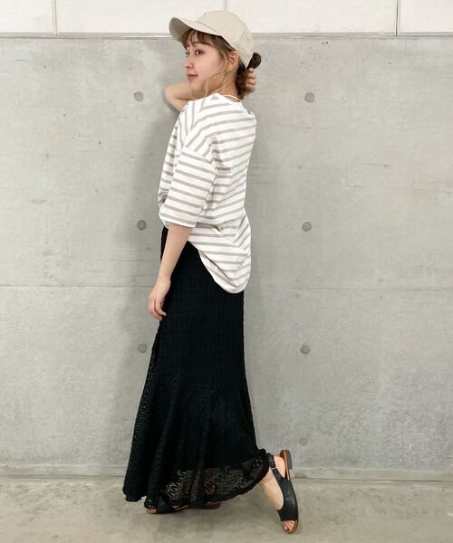 fredy emue（フレディエミュ）の「切替フレアレーススカート（スカート・レディース・ブラック/オフホワイト・36/38）」の12枚目の写真