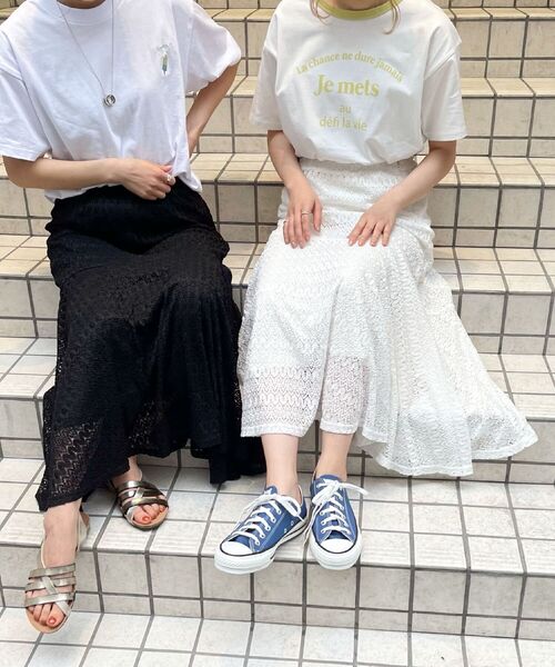 fredy emue（フレディエミュ）の「切替フレアレーススカート（スカート・レディース・ブラック/オフホワイト・36/38）」の17枚目の写真