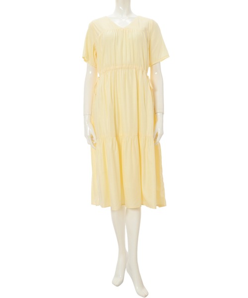 fifth calin（フィフスカラン）の「パステルカラーVネックティアードワンピース（ワンピース・レディース・イエロー/オレンジ/グリーン・MEDIUM）」の14枚目の写真