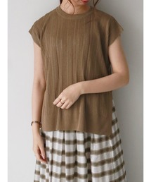 Te chichi | 麻タッチ透かし編みサイド釦プルオーバー(ニット/セーター)