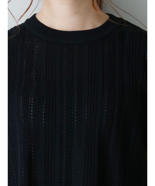 Te chichi(テチチ)の「麻タッチ透かし編みサイド釦プルオーバー(ニット/セーター・レディース・ネイビー/オフホワイト/モカ・フリ-)」の8枚目の写真