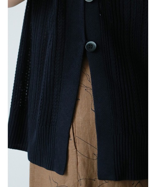 Te chichi(テチチ)の「麻タッチ透かし編みサイド釦プルオーバー(ニット/セーター・レディース・ネイビー/オフホワイト/モカ・フリ-)」の10枚目の写真