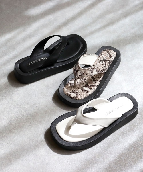 LibertyDoll（リバティードール）の「Liberty doll / スクエアトングボリュームソールサンダル　厚底スライドサンダル　ワンマイルサンダル(4123)（サンダル・レディース・ホワイト/ブラック/パイソン/ホワイト系その他/モカ/ブラウン・S/M/L/LL）」の13枚目の写真