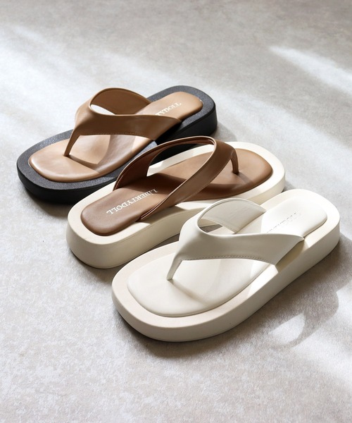 LibertyDoll（リバティードール）の「Liberty doll / スクエアトングボリュームソールサンダル　厚底スライドサンダル　ワンマイルサンダル(4123)（サンダル・レディース・ホワイト/ブラック/パイソン/ホワイト系その他/モカ/ブラウン・S/M/L/LL）」の14枚目の写真