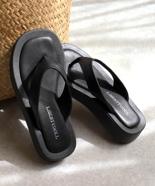 LibertyDoll（リバティードール）の「Liberty doll / スクエアトングボリュームソールサンダル　厚底スライドサンダル　ワンマイルサンダル(4123)（サンダル・レディース・ホワイト/ブラック/パイソン/ホワイト系その他/モカ/ブラウン・S/M/L/LL）」の16枚目の写真