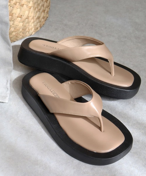 LibertyDoll（リバティードール）の「Liberty doll / スクエアトングボリュームソールサンダル　厚底スライドサンダル　ワンマイルサンダル(4123)（サンダル・レディース・ホワイト/ブラック/パイソン/ホワイト系その他/モカ/ブラウン・S/M/L/LL）」の20枚目の写真