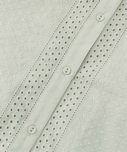 URBAN RESEARCH Sonny Label（アーバンリサーチサニーレーベル）の「バンドカラーコットンレースシャツ（シャツ/ブラウス・レディース・ミント/オフホワイト/ブラック/ブルー・FREE）」の8枚目の写真