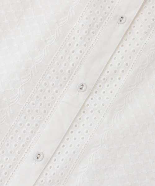 URBAN RESEARCH Sonny Label（アーバンリサーチサニーレーベル）の「バンドカラーコットンレースシャツ（シャツ/ブラウス・レディース・ミント/オフホワイト/ブラック/ブルー・FREE）」の10枚目の写真