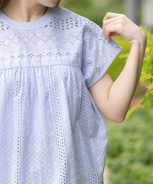 URBAN RESEARCH Sonny Label（アーバンリサーチサニーレーベル）の「バンドカラーコットンレースシャツ（シャツ/ブラウス・レディース・ミント/オフホワイト/ブラック/ブルー・FREE）」の14枚目の写真