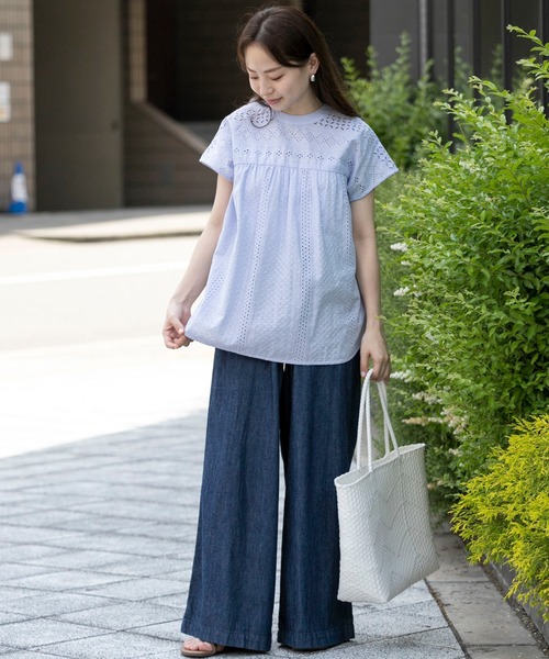 アーバンリサーチサニーレーベル　バンドカラーコットンレースシャツ URBAN RESEARCH Sonny Label（アーバンリサーチサニーレーベル