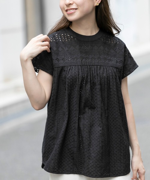 URBAN RESEARCH Sonny Label（アーバンリサーチサニーレーベル）の「バンドカラーコットンレースシャツ（シャツ/ブラウス・レディース・ミント/オフホワイト/ブラック/ブルー・FREE）」の17枚目の写真