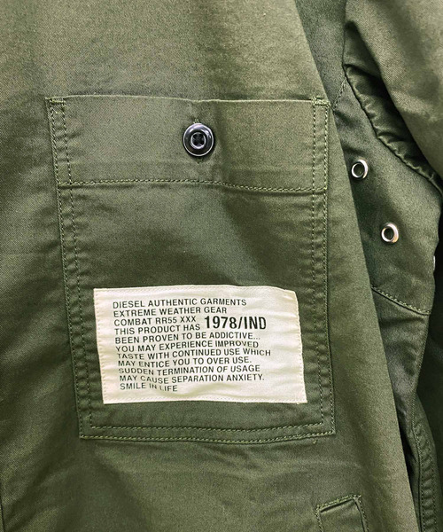 DIESEL ディーゼル フラッグパッチ フーデッドシャツジャケットS