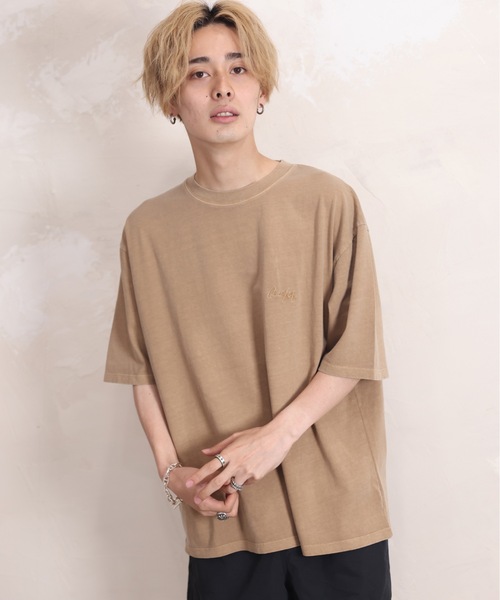 ACE SHOP(エースショップ)の「ピグメントTEE(Tシャツ/カットソー・メンズ・ベージュ/グリーン/ホワイト/サックスブルー/ブラック・FREE)」の4枚目の写真