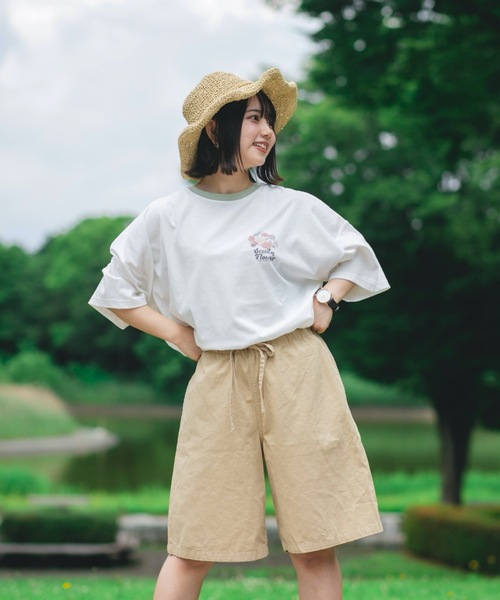 nemne store(ネンネストア)の「押し花にするリンガー花プリントT(Tシャツ/カットソー・レディース・ベージュ/オフホワイト/オートミール・フリー)」の16枚目の写真