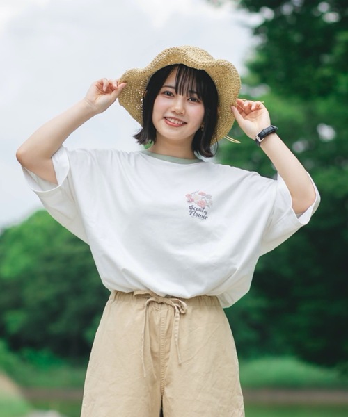 nemne store(ネンネストア)の「押し花にするリンガー花プリントT(Tシャツ/カットソー・レディース・ベージュ/オフホワイト/オートミール・フリー)」の15枚目の写真