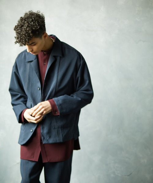 TAUPE（トープ）の「【TAUPE/トープ】 ジョーゼットディープスリットブザムシャツ（シャツ/ブラウス・メンズ・アイボリー/ワインレッド・1/2）」の3枚目の写真