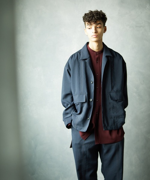 TAUPE（トープ）の「【TAUPE/トープ】 ジョーゼットディープスリットブザムシャツ（シャツ/ブラウス・メンズ・アイボリー/ワインレッド・1/2）」の4枚目の写真