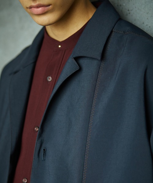 TAUPE（トープ）の「【TAUPE/トープ】 ジョーゼットディープスリットブザムシャツ（シャツ/ブラウス・メンズ・アイボリー/ワインレッド・1/2）」の5枚目の写真