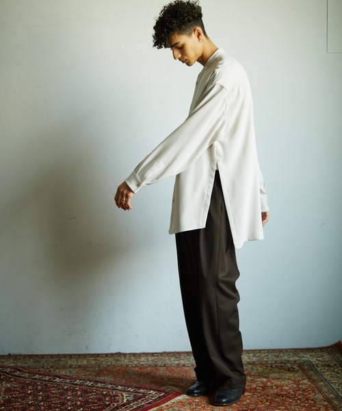 TAUPE（トープ）の「【TAUPE/トープ】 ジョーゼットディープスリットブザムシャツ（シャツ/ブラウス・メンズ・アイボリー/ワインレッド・1/2）」の6枚目の写真