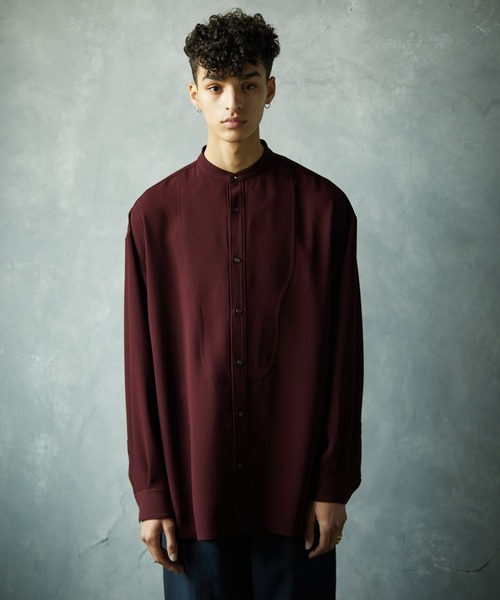 TAUPE（トープ）の「【TAUPE/トープ】 ジョーゼットディープスリットブザムシャツ（シャツ/ブラウス・メンズ・アイボリー/ワインレッド・1/2）」の16枚目の写真