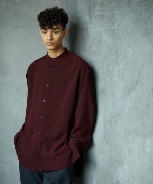 TAUPE（トープ）の「【TAUPE/トープ】 ジョーゼットディープスリットブザムシャツ（シャツ/ブラウス・メンズ・アイボリー/ワインレッド・1/2）」の19枚目の写真