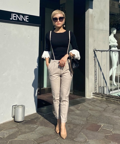 JENNE(ジェンヌ)の「着せ替え袖付き 長袖リブニット(ニット/セーター・レディース・ブラック/ネイビー/アイボリー・SMALL/MEDIUM/LARGE/X-LARGE)」の7枚目の写真