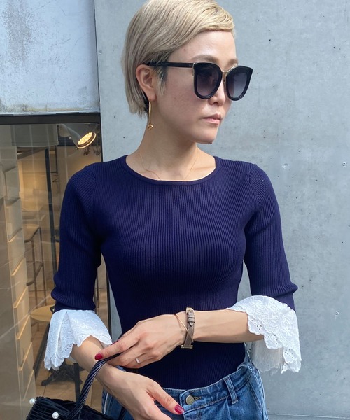 JENNE(ジェンヌ)の「着せ替え袖付き 長袖リブニット(ニット/セーター・レディース・ブラック/ネイビー/アイボリー・SMALL/MEDIUM/LARGE/X-LARGE)」の20枚目の写真