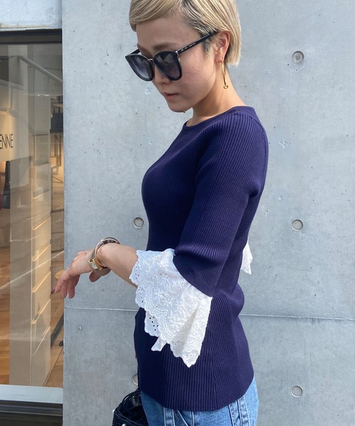 JENNE(ジェンヌ)の「着せ替え袖付き 長袖リブニット(ニット/セーター・レディース・ブラック/ネイビー/アイボリー・SMALL/MEDIUM/LARGE/X-LARGE)」の21枚目の写真