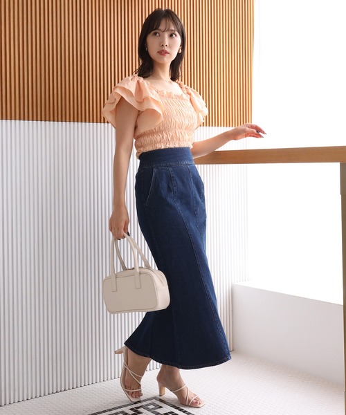 one after another NICE CLAUP（ワンアフターアナザーナイスクラップ）の「シャーリングフレアブラウス（シャツ/ブラウス・レディース・ブラック/ベージュ/オフホワイト/オレンジ・FREE）」の11枚目の写真