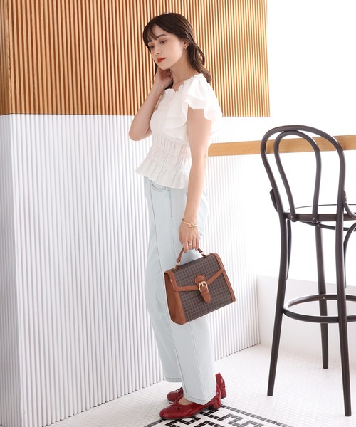 one after another NICE CLAUP（ワンアフターアナザーナイスクラップ）の「シャーリングフレアブラウス（シャツ/ブラウス・レディース・ブラック/ベージュ/オフホワイト/オレンジ・FREE）」の14枚目の写真