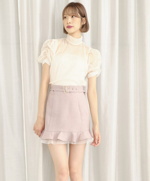 TITTY&CO.（ティティーアンドコー）の「ヘムチュールフリルスカート（スカート・レディース・ブラック/ベージュ/ピンク・SMALL/MEDIUM）」の4枚目の写真