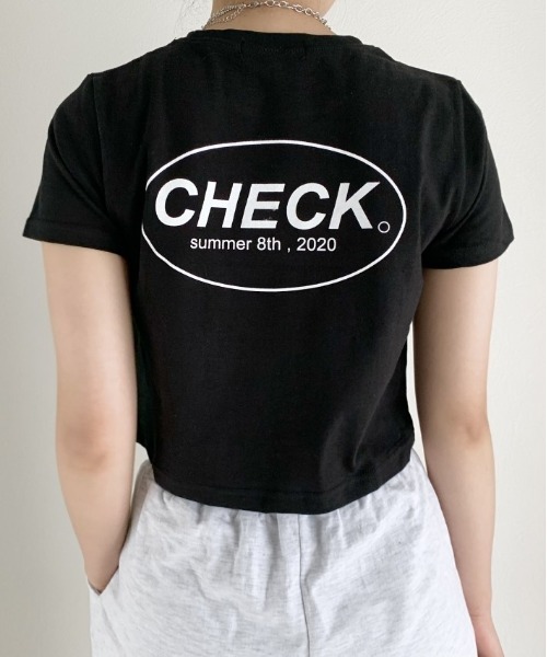 SONA(ソナ)の「SONYUNARA CHEAK英文クロップ半袖Tシャツ(Tシャツ/カットソー・レディース・ホワイト/ブラック・FREE)」の5枚目の写真