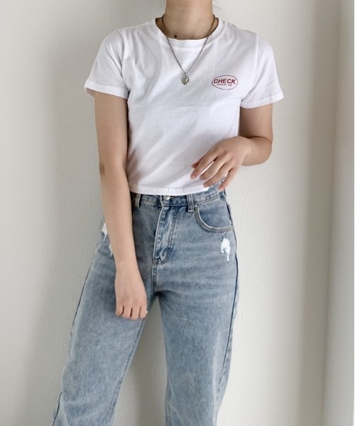 SONA(ソナ)の「SONYUNARA CHEAK英文クロップ半袖Tシャツ(Tシャツ/カットソー・レディース・ホワイト/ブラック・FREE)」の11枚目の写真