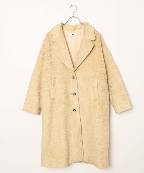 WEGO（ウィゴー）の「WEGO/シャギーロングチェスターコート（チェスターコート・レディース・ブラック/イエロー・FREE）」の5枚目の写真