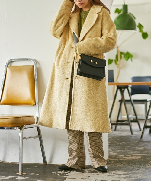 WEGO（ウィゴー）の「WEGO/シャギーロングチェスターコート（チェスターコート・レディース・ブラック/イエロー・FREE）」の13枚目の写真