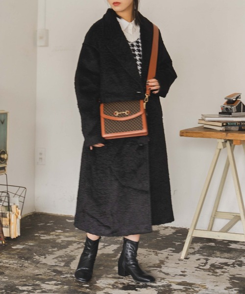 WEGO（ウィゴー）の「WEGO/シャギーロングチェスターコート（チェスターコート・レディース・ブラック/イエロー・FREE）」の18枚目の写真