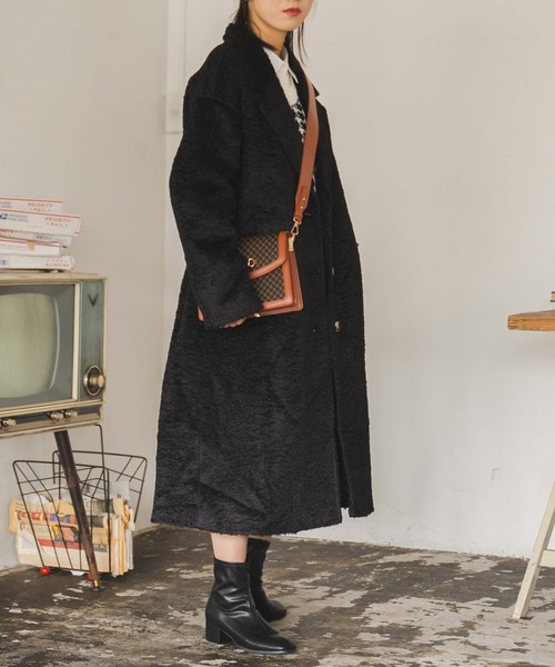 WEGO（ウィゴー）の「WEGO/シャギーロングチェスターコート（チェスターコート・レディース・ブラック/イエロー・FREE）」の22枚目の写真