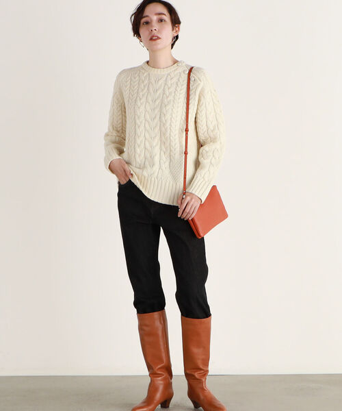 NOLLEY’S（ノーリーズ）の「アラン編みプルオーバーニット（ニット/セーター・レディース・オフホワイト・38）」の2枚目の写真