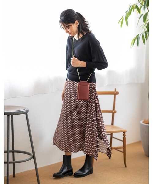 UNTITLED（アンタイトル）の「◆Rattiピエトラ　ペンタゴンフレアスカート【洗える】（スカート・レディース・チャコール/ワイン系・01/02）」の6枚目の写真