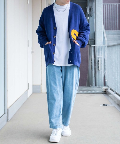 WEGO(ウィゴー)の「WEGO/レタードカーディガン(カーディガン/ボレロ・メンズ・ワイン/ブルー・MEDIUM/LARGE)」の10枚目の写真