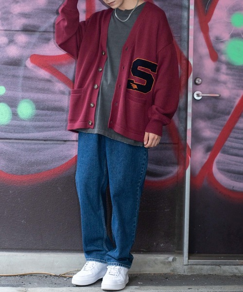WEGO(ウィゴー)の「WEGO/レタードカーディガン(カーディガン/ボレロ・メンズ・ワイン/ブルー・MEDIUM/LARGE)」の14枚目の写真