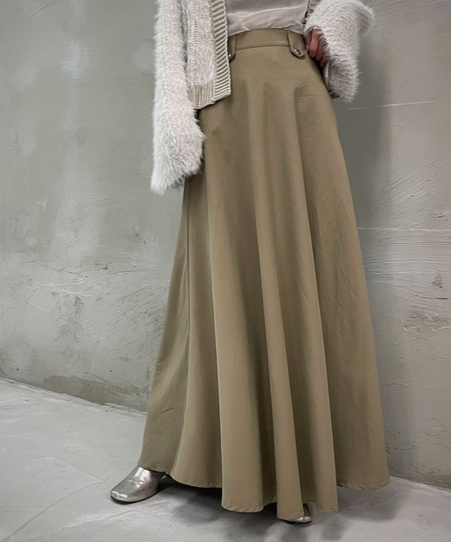 &g'aime（アンジェム）の「【&g’aime】フレアロングスカート（スカート・レディース・チャコールグレー/ベージュ・FREE）」の4枚目の写真