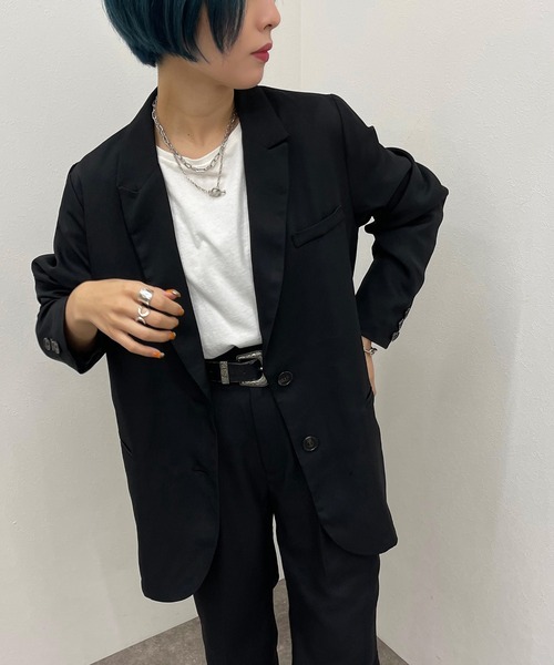 apres jour mignon（アプレジュールミニョン）の「シングルジャケット【SETUP着用可能】【ZOZOTOWN限定アイテム】（テーラードジャケット・レディース・ブラック/ダークグリーン/グリーン系その他2/パープル系その他3・X-LARGE/フリー）」の11枚目の写真