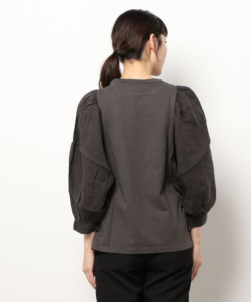 note et silence (ノートエシロンス)の「▲【AMB100貨】USAコットン×リネン ギャザースリーブプルオーバー(Tシャツ/カットソー・レディース・ホワイト/チャコールグレー/ピンク・FREE)」の15枚目の写真